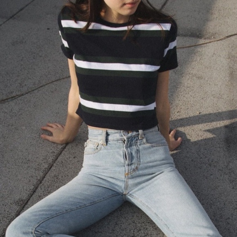 Brandy Melville Green and Blue Crop Top